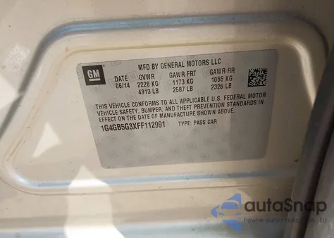 2015 Buick Lacrosse Leather z USA, uszkodzony, nr VIN 1G4GB5G3XFF112991